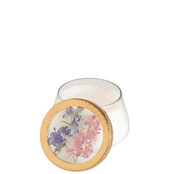 Rosy Rings Roman Lavender Accent Pressed Floral Candle