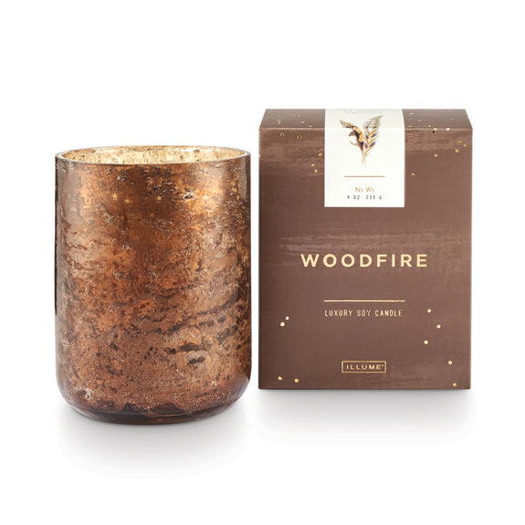 Illume Woodfire Small Luxe Sanded Mercury Glass Candle