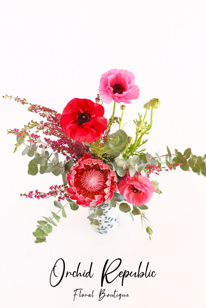 Mom’s Poppies and Protea